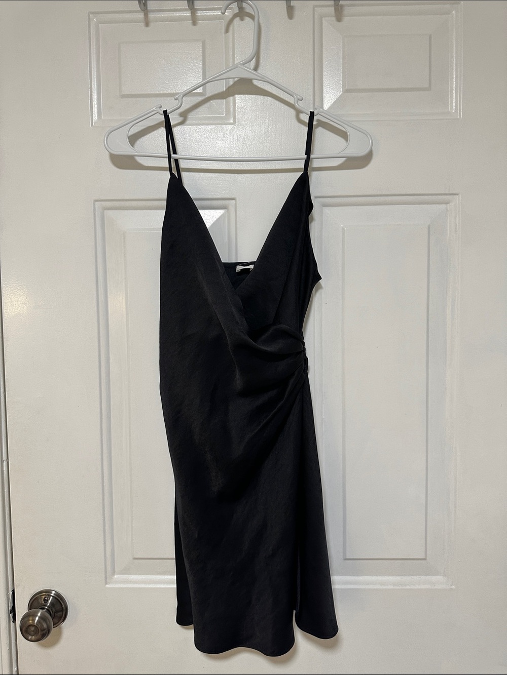 Aritzia Black Slip Dress with Draped Side Detail